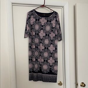 R&K Black and Pink Floral Midi Dress